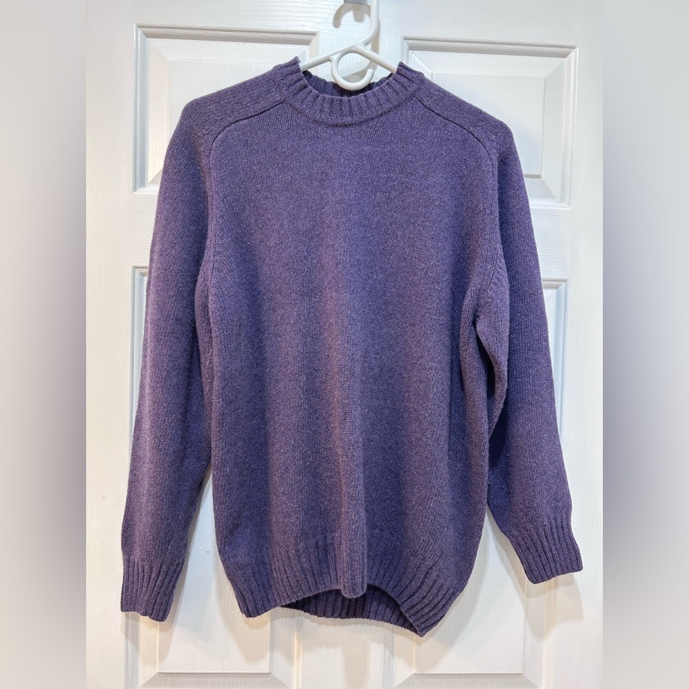 Zara Wool Blend Sweater Pullover Long Sleeve Purple Made In Italy Women Sz L